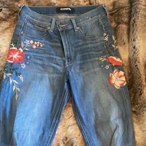 Express embroidered jeans.